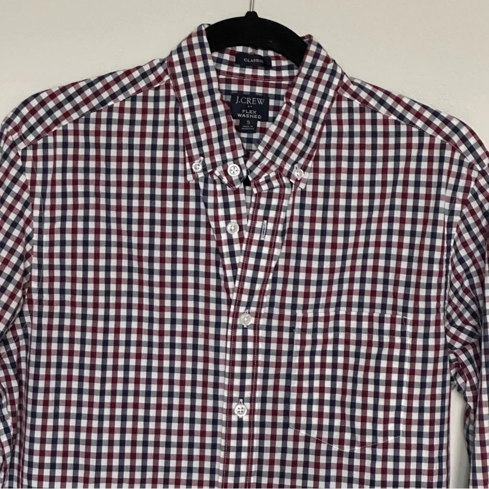 J.Crew Mens Lightweight Shirt Button Down Long Sleeve Gingham Checkered Sz S‎